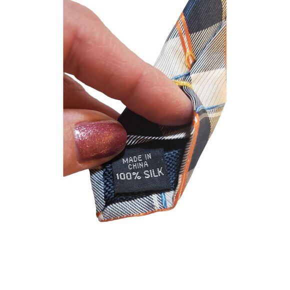 NAUTICA Plaid Checkered Navy White Orange Neck Tie Multicolor Plaids & Checks - Picture 8 of 12